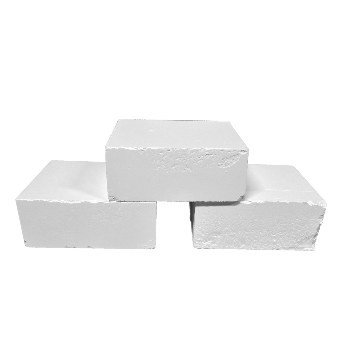 Three white spider chalk blocks on a white background