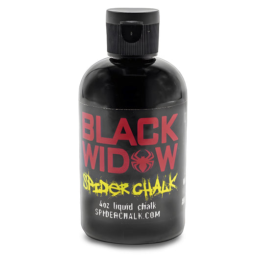 black bottle of liquid black widow chalk from spider chalk