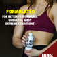 Person in athletic attire holding a bottle of Spider Chalk brand liquid chalk, with text highlighting its formulation for better performance in extreme conditions and stating it is 100% made in the USA.